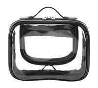 Trousse de toilette de voyage en PVC transparent, multi-usages, étanche, grande capacité, double couche, trousse de toilette transparente, Noir , Beauté de masse