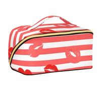 Trousse de toilette de voyage étanche à suspendre avec compartiments et poignée Rouge et blanc