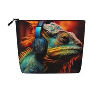 Trousse de toilette de voyage étanche avec fermeture éclair Motif caméléon Listen Music