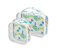 Trousse de toilette de voyage étanche avec note de musique dégradée bleue et verte, approuvée par la TSA