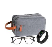 Trousse de toilette de voyage imperméable à double couche résistante à l'eau avec poignée et séparateur pour outils et brosses Cosmé, Gris, Voir la description, Voir description