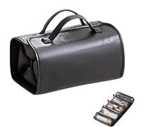 Trousse de toilette de voyage imperméable avec 4 compartiments transparents détachables, trousse de maquillage 4 en 1, trousse de maquillage enroulable, trousse de toilette compacte à suspendre, Noir