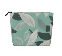 Trousse de toilette de voyage imperméable avec fermeture éclair et imprimé feuilles gris menthe