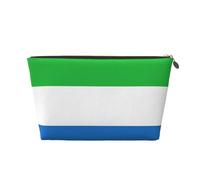 Trousse de toilette de voyage imperméable en cuir avec imprimé drapeau de la Sierra Leone pour femme, doré, Taille unique, Trousse de toilette