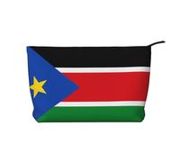 Trousse de toilette de voyage imperméable en velours côtelé avec drapeau du Soudan du Sud, grande capacité, Noir , Taille unique