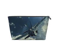 Trousse de toilette de voyage imprimée avion volant avec fermeture éclair dorée pour femmes, mamans et filles, Argenté., One Size, Trousse de toilette
