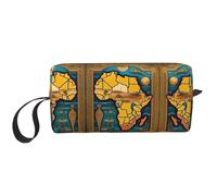Trousse de toilette de voyage imprimée carte du monde abstraite, trousse à crayons, trousse de maquillage en toile, trousse de maquillage multi-usages avec fermeture éclair, blanc, One Size
