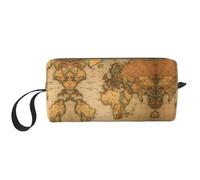 Trousse de toilette de voyage imprimée carte du monde, trousse à crayons, trousse de maquillage en toile, sacs cosmétiques multi-usages avec fermeture éclair, blanc, One Size