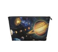Trousse de toilette de voyage imprimée Exploring the Solar System avec fermeture éclair dorée - Trousse de toilette pour femmes, mamans et filles, Argenté., One Size, Trousse de toilette