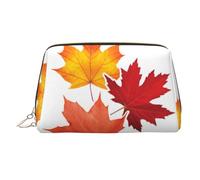 Trousse de toilette de voyage imprimée feuille d'automne, pochette de rangement portable avec trois emplacements intérieurs pour accessoires, doré, One Size