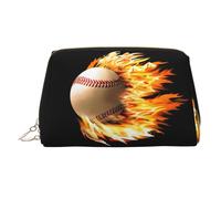 Trousse de toilette de voyage imprimée Fire Baseball avec trois emplacements intérieurs pour accessoires, doré, One Size