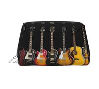 Trousse de toilette de voyage imprimée guitare électrique, pochette de rangement portable avec trois fentes intérieures pour accessoires, Argenté., One Size