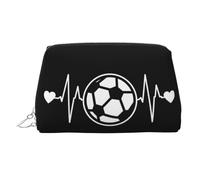 Trousse de toilette de voyage imprimée « I Love Soccer », pochette de rangement portable avec trois emplacements intérieurs pour accessoires, Argenté., One Size