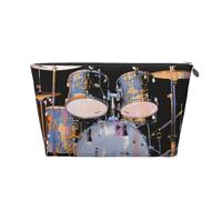 Trousse de toilette de voyage imprimée jazz avec fermeture éclair dorée pour femmes, mamans, filles, Argenté., One Size, Trousse de toilette