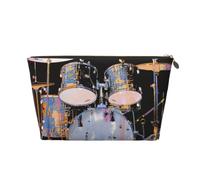 Trousse de toilette de voyage imprimée jazz avec fermeture éclair dorée pour femmes, mamans, filles, doré, One Size, Trousse de toilette