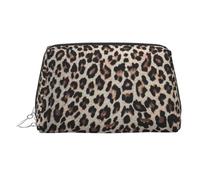 Trousse de toilette de voyage imprimée léopard avec trois compartiments intérieurs pour accessoires, Argenté., One Size