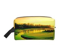 Trousse de toilette de voyage imprimée parcours de golf, grande capacité, trousse de toilette pour femme et homme, blanc, Taille unique