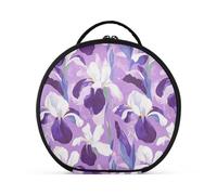 Trousse de toilette de voyage légère à suspendre avec compartiments et poignée Motif fleurs d'iris Violet et blanc 27,9 cm