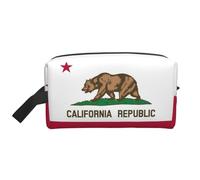 Trousse de toilette de voyage légère avec fermeture éclair - Grande capacité - Imprimé drapeau de l'État de Californie, blanc, Taille unique