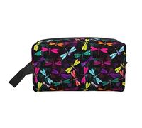 Trousse de toilette de voyage libellules colorées Trousse de maquillage de voyage personnalisée libellules colorées grande capacité avec fermeture éclair trousse de toilette de voyage portable multi-s