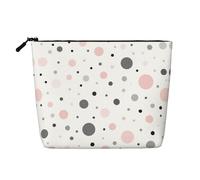 Trousse de toilette de voyage moderne en faux chanvre avec motif à pois rose, gris, blanc - Accessoires cosmétiques réutilisables pour femme - Utilisations multiples, Noir , Taille unique