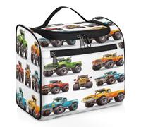 Trousse de toilette de voyage Monster Trucks pour femmes, hommes, enfants, filles, garçons, grande trousse de maquillage à suspendre de 11,2 L, trousse de toilette, trousse de douche, couleur, Big,