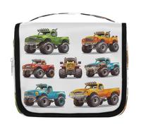 Trousse de toilette de voyage Monster Trucks pour femmes, hommes, filles, garçons, enfants, trousse de maquillage à suspendre, trousse de toilette à suspendre, trousse de toilette, trousse de douche,