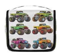 Trousse de toilette de voyage Monster Trucks pour femmes, hommes, filles, garçons, enfants, trousse de maquillage à suspendre, trousse de toilette, trousse de douche, organiseur, couleur, 4.5 L,