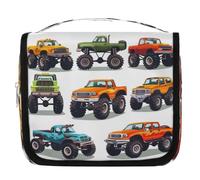 Trousse de toilette de voyage Monster Trucks pour femmes, hommes, filles, garçons, enfants, trousse de maquillage à suspendre, trousse de toilette à suspendre, trousse de toilette, trousse de douche,