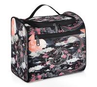 Trousse de toilette de voyage motif fleurs lune dragon pour femmes, hommes, enfants, filles, garçons, grande trousse de maquillage à suspendre 11,2 L, trousse de toilette, trousse de douche, couleur,