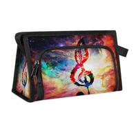 Trousse de toilette de voyage motif galaxie abstraite, note de musique, pour femmes, hommes, filles, garçons, multifonctionnelle, trousse de maquillage, trousse de toilette, organisateur de