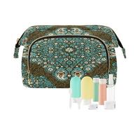 Trousse de toilette de voyage - Motif mandala ethnique bleu - Pour femmes, hommes et filles - Fleur indienne - Étanche - Organiseur de maquillage pour les essentiels de voyage, multicolore, Trousse de