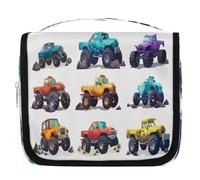 Trousse de toilette de voyage motif Monster Trucks pour femmes, hommes, filles, garçons, enfants, trousse de maquillage, trousse de toilette à suspendre, trousse de toilette, trousse de douche,