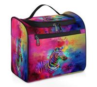 Trousse de toilette de voyage motif zèbre coloré pour femmes, hommes, enfants, filles, garçons, grande trousse de maquillage à suspendre, trousse de toilette, trousse de douche, 11,2 l, couleur, Big,