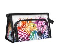 Trousse de toilette de voyage motif zèbre mignon pour femmes, hommes, filles, garçons, trousse de maquillage, trousse de toilette, organisateur de cosmétiques, trousse de douche, couleur, M,