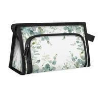 Trousse de toilette de voyage multifonctionnelle avec feuilles d'eucalyptus vertes pour femmes, hommes, filles, garçons, trousse de maquillage, trousse de toilette, organisateur de cosmétiques,