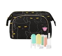 Trousse de toilette de voyage noire avec motif chat mignon pour femmes, hommes et filles, sac de rangement étanche pour cosmétiques essentiels de voyage, multicolore, Trousse de beauté