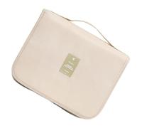 Trousse de Toilette de Voyage Pliable Multifonction, Pochette de Toilette | Beige, Polyester Oxford, Crochet Suspendu, Maille Visible, Fermeture Zippée
