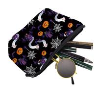 Trousse de Toilette de Voyage, Pochette cosmétique Halloween - Pochette de Maquillage imprimée | Sac à Main Portable en Forme de Toile d'araignée, château de Citrouille fantôme, pour, Adolescents et