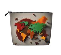 Trousse de toilette de voyage polyvalente avec carte du monde en épices, parfaite pour un usage quotidien et les voyages d'affaires, Noir , Taille unique, Trousse de toilette