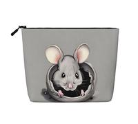 Trousse de toilette de voyage polyvalente en forme de rat gris - Faux chanvre - Trousse de maquillage multi-usage - Organiseur d'accessoires cosmétiques, Noir , Taille unique