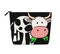 Trousse de toilette de voyage polyvalente en forme de vache mignonne - Faux chanvre - Trousse de maquillage multi-usage - Organiseur d'accessoires cosmétiques, Noir , Taille unique