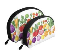 Trousse de toilette de voyage portable 2 pièces Motif citron avec sauce tomate Chili, blanc, Taille unique