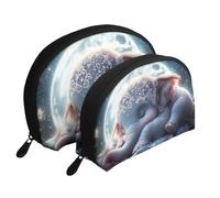 Trousse de toilette de voyage portable 2 pièces Motif éléphant endormi, blanc, Taille unique