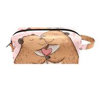 Trousse de toilette de voyage portable à suspendre avec motif de Capybaras in Love - Trousse de maquillage en cuir pour enfants, Multicolore 01., 8.2x3.1x3.5 in/21x8x9 cm