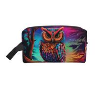 Trousse de toilette de voyage portable de grande capacité (modèles imprimés) pour homme et femme pour voyages d'affaires, fitness, salle de bain, rangement quotidien, Motif chouette coloré, Taille