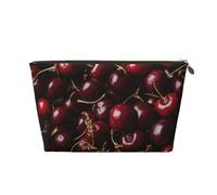 Trousse de toilette de voyage portable en cuir de mouton de dessin animé, sac de rangement étanche, Rouge cerise, Taille unique