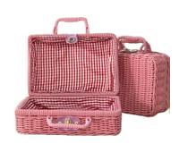 Trousse de toilette de voyage portable tressée grande capacité pour femmes et filles, rose, 30X21X13CM