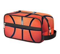Trousse de toilette de voyage pour ballon de sport, basket-ball, trousse de maquillage, trousse de rasage portable de grande capacité pour homme et femme, Basketball, 10.5×4.4×5.3 in