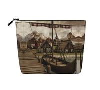 Trousse de toilette de voyage pour clés de piano avec notes de musique - Idéale pour les voyages d'affaires et un usage quotidien., Vieux bateau viking, Taille unique